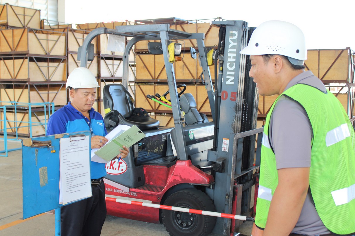 Trainees attending a forklift safety training session