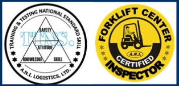 A.N.I. national standard skill testing and certified forklift center badges
